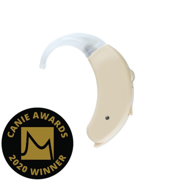 ACCESS 2 BTE hearing aid with CANIE award logo